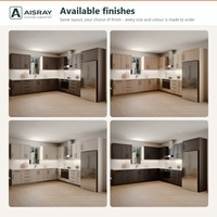 Meuble de cuisine Shaker en placage de bois avec portes encadrées, aménagement en L, dimensions personnalisées, rangement par tiroirs et boîtes de rangement en MDF