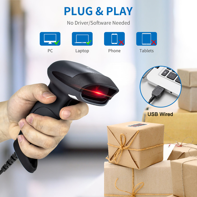 NETUM M1 Barcode Scanning 1D Wired Barcode Scanner Handheld Laser Scanners Price Bar Code Reader