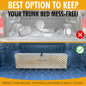 Filet de rangement en maille de coffre Filets en maille élastique avec crochets pour bagages Pickup Divider Organisateur Stockage Coffre de voiture Cargo Camion Lit Net - Product Image 6