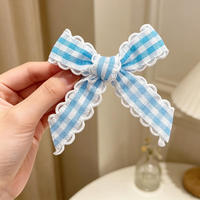 Nœud papillon personnalisé en dentelle à carreaux pour accessoires de cheveux, décoration de chaussettes de robe pour filles, nœud en ruban de polyester écologique pour Noël