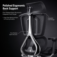 Chaise de bureau ergonomique moderne à dossier haut en maille, double soutien lombaire, accoudoirs 3D réglables, base étoile à cinq branches, pivotant à 360 degrés pour
