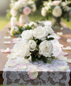 Bouquet di Rose Artificiali in Seta, 12 Pezzi, Fiori Bianchi Realistici per Matrimoni e Decorazioni Domestiche - Product Image 2