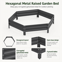 Kit de Jardinière Surélevée Hexagonale en Métal, Revêtement en Poudre, pour Patio, Jardin, Culture de Légumes, Fleurs et Herbes – Vente Directe Usine