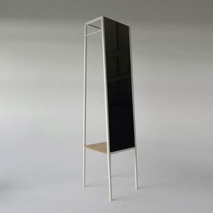 Grand anneau lumineux loupe libre grand miroir sur pied noir Antique - Product Image 2