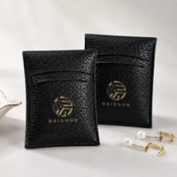 Pochette portefeuille enveloppe en cuir PU noir matelassée avec logo personnalisé, fermeture à rabat, OEM