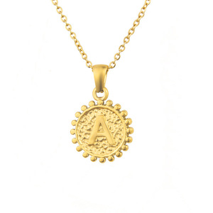 Collar de acero inoxidable chapado en oro de 18k con colgante de letra A-Z, regalo unisex, joyería de moda. - Product Image 5