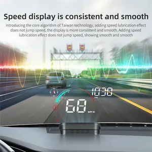 Новый Автомобильный дисплей HUD, автомобильный универсальный GPS-спидометр, проектор на лобовое стекло с компасом, оповещение о превышении скорости