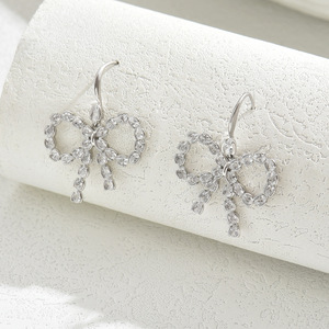 Korean Style Bowknot Stud <b>Earrings</b> With Zircon Inlay For Women Party Fashion Jewelry Zinc Alloy Stainless Steel <b>Post</b> - Product Image 5