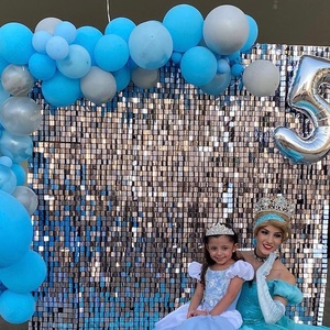 Tấm trang trí sequin lấp lánh nhiều màu bạc vàng trắng đen liên kết với nhau dùng làm phông nền cho đám cưới - Product Image 5