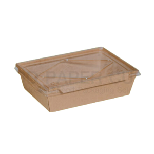 Custom Logo OEM Packaging Paper Food Box Kraft Paper Square with Plastic Lid 1600 ml. for Food Take Away from Thailand