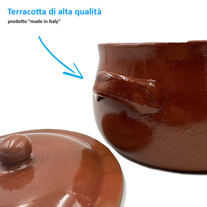 Casseruola in terracotta con coperchio e manici, diametro 20 cm, pentola artigianale per cucinare - Product Image 4