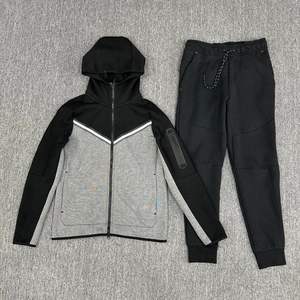 2026 Low Moq Custom New Tracksuit Fleece Hooded Jacket Sweater air Layer Cotton Zipper Jacket Autumn Jacket Tech <strong>Suit</strong> - Product Image 6
