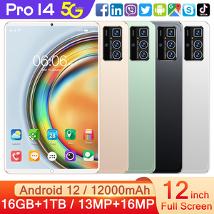 16GB + 1TB giáo dục Android Máy tính bảng 12 inch Dual Sim 14 Pro mang nhãn hiệu điện thoại cuộc gọi Hỗ trợ Dual Sim Thẻ màn hình cảm ứng 5 gam - Product Image 4