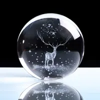 Gravação personalizada 3d laser boneco de neve, cervos, natal, bola de cristal, esfera de vidro, presentes de decoração