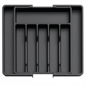 Foldable <b>Drawer</b> Organizer Kitchen Knife Storage Rack Fork and Spoon <b>Plastic</b> Storage Box Expandable Cutlery Tray <b>Drawer</b> - Product Image 1