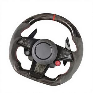 Volant sport en cuir carbone forgé avec surpiqûres blanches pour <span class=keywords><strong>Audi</strong></span> RS3 8Y RS4 RS5 B9.5 2020+ - Product Image 3