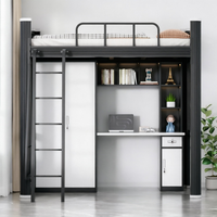 Lit mezzanine blanc compact pour filles avec bureau intégré et tiroirs, idéal pour gagner de la place