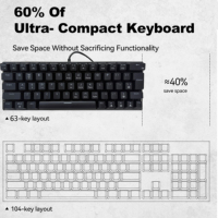 Clavier mécanique filaire T-WOLF T61 avec interrupteurs bleus, 61 touches, rétroéclairage RVB, disposition 63 touches, accessoires PC personnalisés, cadeau pour PC