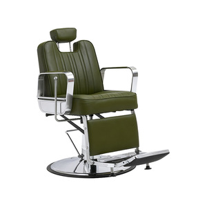 Friseurstuhl mit Flachem Styling-Sitz, Gebürsteter Metallrahmen, Vertikale Linien-Polsterung, Drehbarer Barbier-Arbeitsplatz-Hocker - Product Image 3
