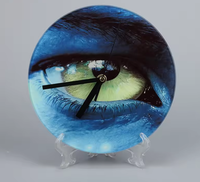 Cadre photo rond en verre vierge de sublimation personnalisé de 20 cm, horloge BL-27