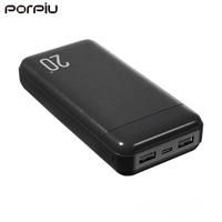 Banques d'alimentation texturées en maille métallique PORPIU en promotion en gros, 10000mAh, cadeau d'affaires, batterie externe 20000mAh