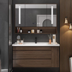 Modern solid wood bathroom cabinet combination bathroom washbasin washbasin ceramic integrated basin - Product Image 6