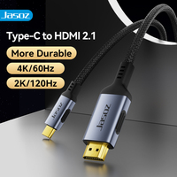 Jasoz 4K or pour HDMI 2.1 adaptateur USB-C pour mâle mâle 2m câble pour ordinateur portable HDTV projecteur ordinateur PVC veste combinaison