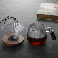 Théière en verre borosilicate haut de gamme faite à la main avec infuseur amovible et poignée en bois – Ensemble café et thé écologique