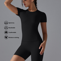 Ensemble de vêtements de sport pour femmes, léger, respirant, extensible dans les quatre sens, en nylon contrasté, une pièce, dos nu, body
