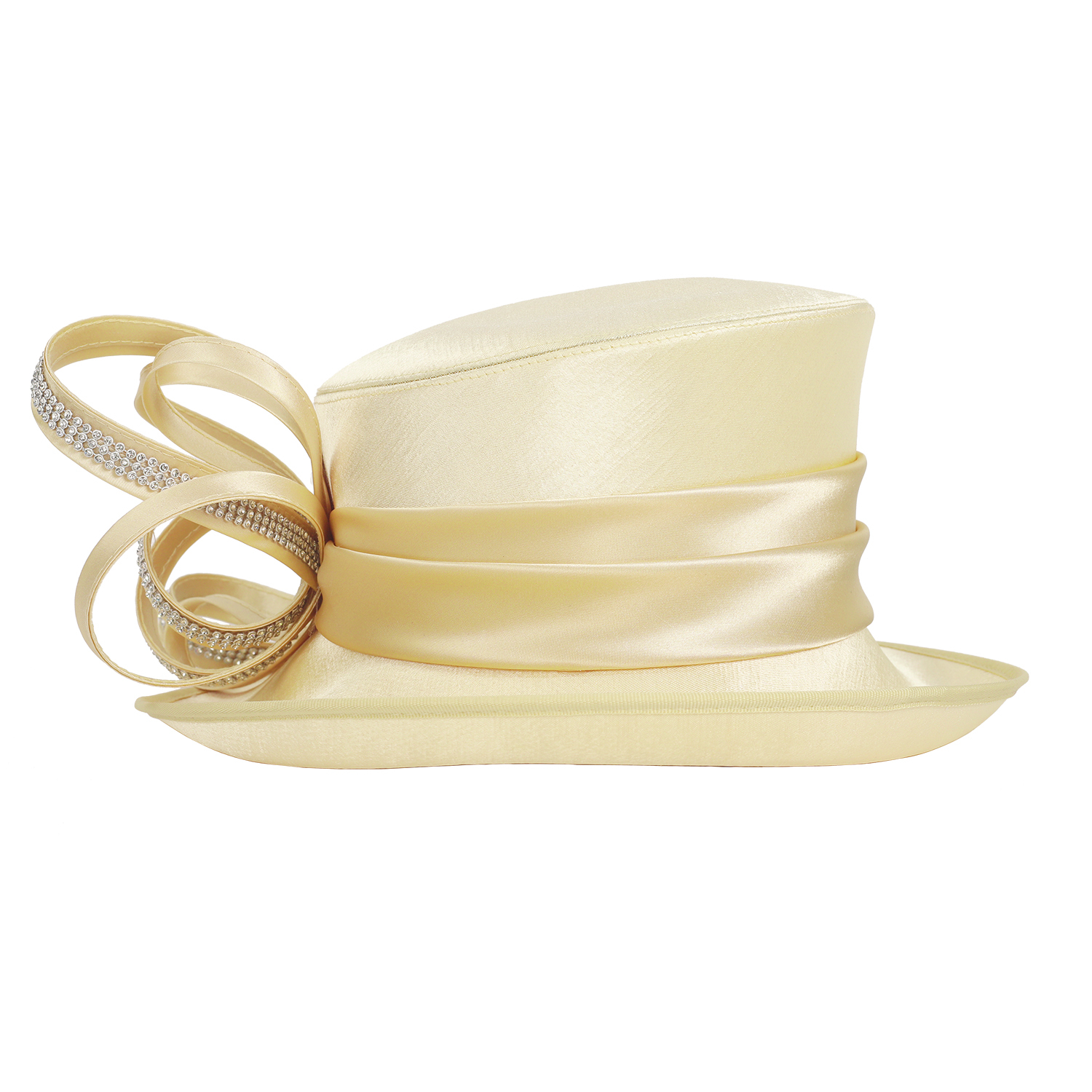 Handmade Elegant Satin Formal Church Hats for Weddings & Tea 