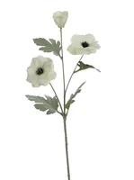 Fleur artificielle en soie flocquée, aspect naturel, 3 têtes d'anémones, pour décoration intérieure, fleurs artificielles, arrangement floral de mariage