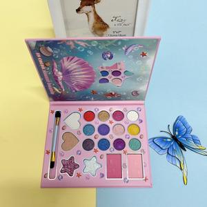 Mignon dessin animé sirène 18 couleurs nacré mat brillant blush multifonctionnel ombre à paupières plateau de maquillage - Product Image 4