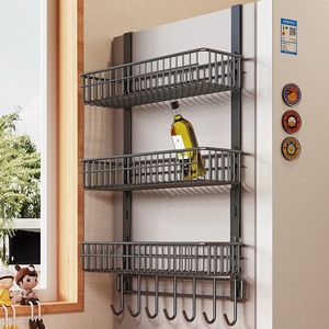 Étagère murale pliable multifonctionnelle en métal pour réfrigérateur, support de rangement pour cuisine, organiseur de sacs et de produits frais - Product Image 1