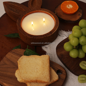 Forher Thỏ Đầu Hình Dạng Bằng Gỗ Bột Bát Bán Buôn Cổ Nhỏ Bằng Gỗ Nến Bát Tay Khắc Cho Trang Trí Nội Thất, Mộc Mạc Bát - Product Image 5