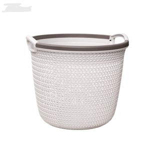 HALO Modern <b>Plastic</b> <b>Laundry</b> <b>Basket</b> with Handles Woven Design Clothes Storage <b>Basket</b> for Bathroom Bedroom Home Organizer - Product Image 2