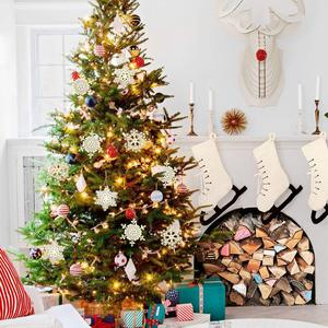 Wooden Snowflake Ornaments Laser Cut Poplar Hanging Christmas Decor Craft Set For <b>Tree</b> Home <b>Decoration</b> - Product Image 4