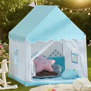 Grande tente bleue en forme de maison pour enfants Maison de jeu intérieure et extérieure pour garçons et filles - Product Image 3