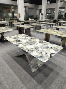 Mesa de Comedor de Mármol Color Esmeralda de Alta Calidad, Muebles de Piedra de Lujo para <span class=keywords><strong>Hotel</strong></span> y Hogar, Fabricante de Muebles Personalizados - Product Image 5