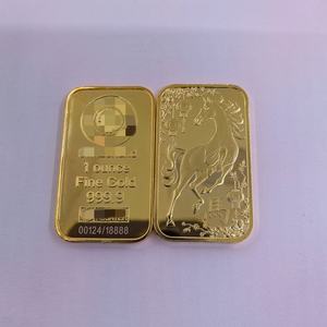 Barre <span class=keywords><strong>d</strong></span>'<span class=keywords><strong>or</strong></span> plaquée <span class=keywords><strong>or</strong></span> 2026 en fer, 12 animaux du zodiaque (Cheval, Dragon, Serpent), 1 once, avec numéro de série pour collection - Product Image 2