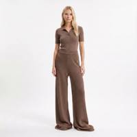 Extra lange, hochtaillierte, gerippte Strickhose mit weitem Bein für große Frauen, 36 Zoll Beinlänge, Loungewear, kundenspezifische OEM-Fertigung