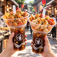 Gobelets à collation en PP avec logo personnalisé, 500 ml et 700 ml, avec couvercle, pour frites, jus, sodas, milkshakes, et street food