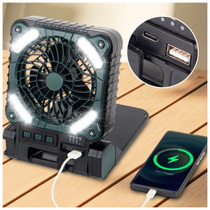 Fabriek Hot Verkoop 5200Mah Oplaadbare Draagbare Zonne-Energie Tafelventilator Met Usb 90 Graden Roterende Kop En Timer Voor Kamperen - Product Image 3