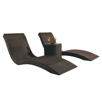 Chaise longue de plage en rotin synthétique en forme de S Origchem, imperméable, en fibre de verre, pour piscine, chaise longue en osier, pliable et découpable