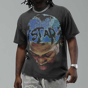 Quần Áo Các Nhà Sản Xuất Tùy Chỉnh Thời Trang Phố Cổ Điển Hip Hop In Ấn Đồ Họa Người Đàn Ông Bán Buôn Nặng 100% Cotton T Áo Sơ Mi - Product Image 3