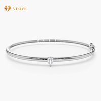 Bracelets VLOVE minimalistes en or 14 carats avec diamants naturels taillés en poire de 3 mm, certifiés pour femmes