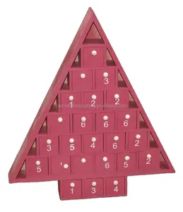 2014 New Design Custom Kerstboom Vormige Houten Advent Kalender Chocolade Doos