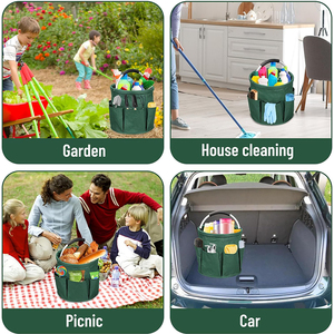 <b>Garden</b> Cleaning Bucket Organiser with Handle 6 Pockets Caddy <b>Storage</b> Bag for Outdoor Camping Home Gardening Harvest Basket - Product Image 6
