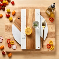 Ensemble de planches à découper en bois d'acacia naturel et marbre pour steak, pain, fruits, fromage, salade, préparation des aliments