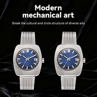 Montre mécanique pour homme de haute qualité, best-seller, boîtier carré de 36 mm, logo personnalisé, MIYOTA, acier inoxydable, verre acrylique, cadran lumineux