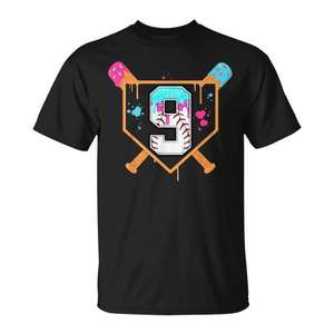 Baseball 9Th Birthday Ice Cream Drip T-Shirt <b>For</b> <b>9</b> <b>Year</b> <b>Old</b> Boy Birthday Gift Short Sleeve Crew Neck Digital Printing Children - Product Image 1